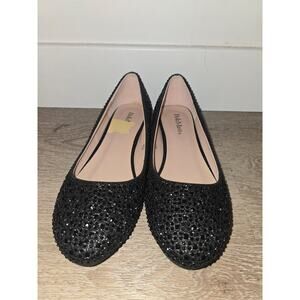Rhinestone Ballet Flat Size 8 Black Mesh Sparkly Bella Marie Karmina NWOB